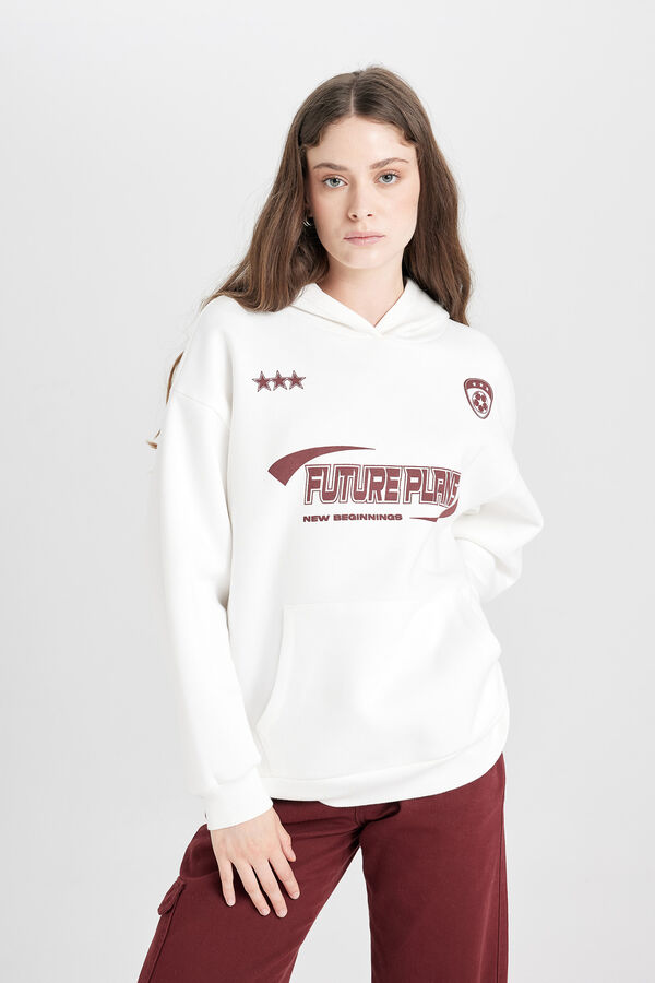 DeFacto Sweatshirt com capuz branco