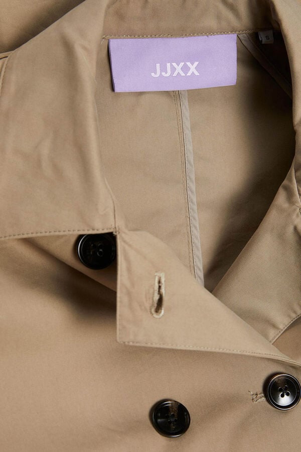 Jack & Jones Gabardina corte maxi con cintur&oacute;n beige