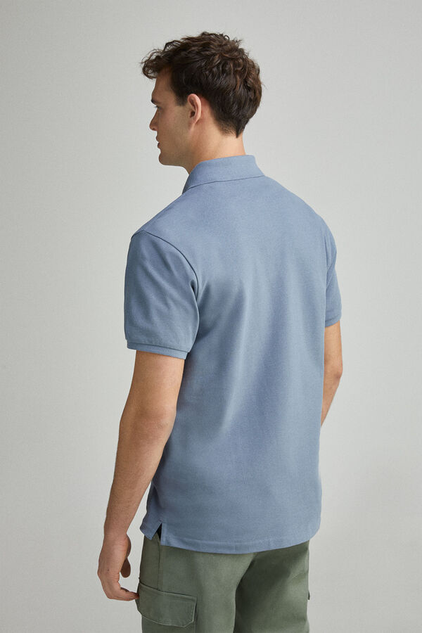 Springfield Polo piqué contrastante com carcela slim fit azul