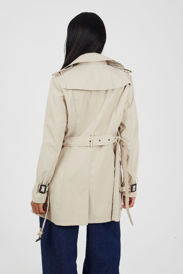 Brave Soul Gabardina con cintur&oacute;n y botones beige