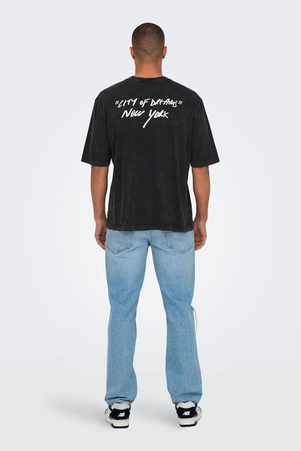 Only & Sons Camiseta manga curta com estampa nas costas preto