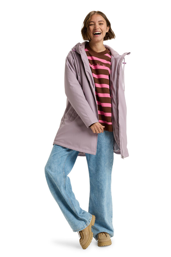 Roxy Rain Road Polar Zip - Sobretudo de chuva feminino rosa