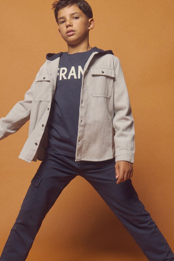 Springfield Kids Camisa franela capucha ni&ntilde;o gris