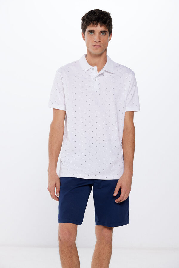 Springfield Polo piqu&eacute; estampado regular fit branco