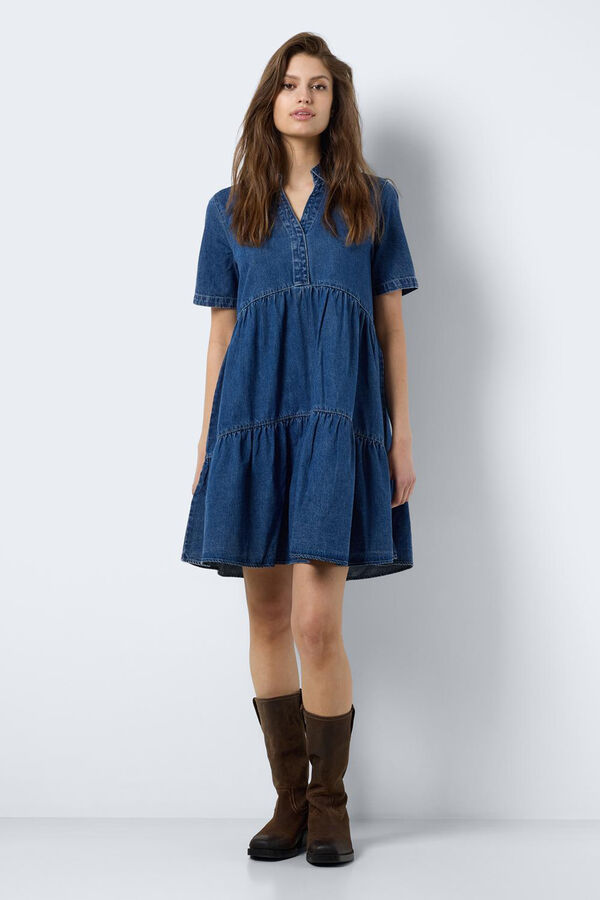 Noisy May Vestido vaquero midi de manga corta azul