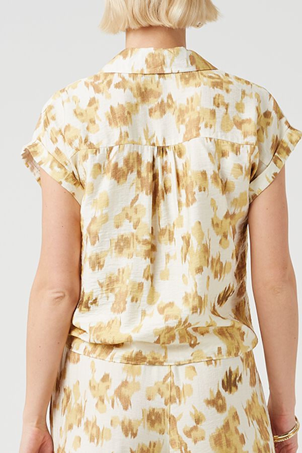 Brave Soul Blusa curta com n&oacute; na frente estampado