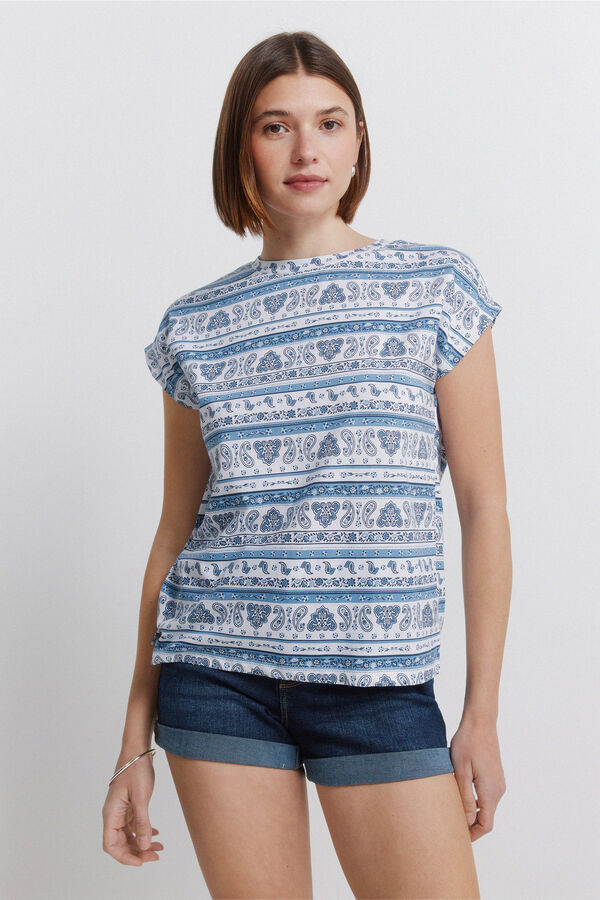 Springfield T-shirt de manga curta estampada azul