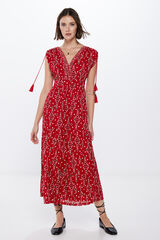 Springfield Vestido Midi Hombros Cord&oacute;n Borla estampado