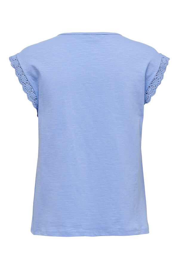 JDY Top manga corta crochet azul