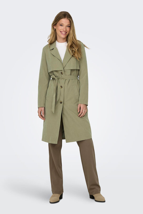 JDY Gabardina con botones verde