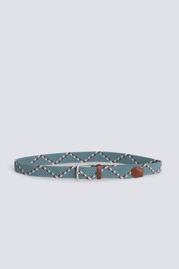 Springfield Cintur&oacute;n trenzado monocolor con zigzag en contraste turquesa
