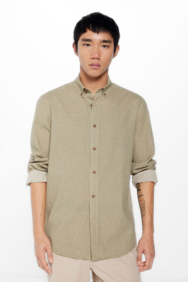 Springfield Camisa de linho estampada estampado