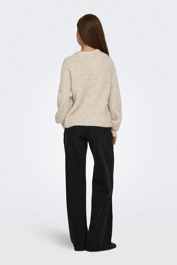 Only Jersey estructura cuello redondo beige