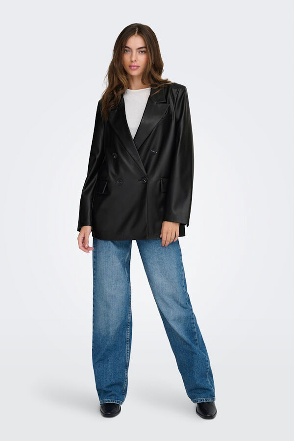 Only Blazer cruzada de piel vegana negro