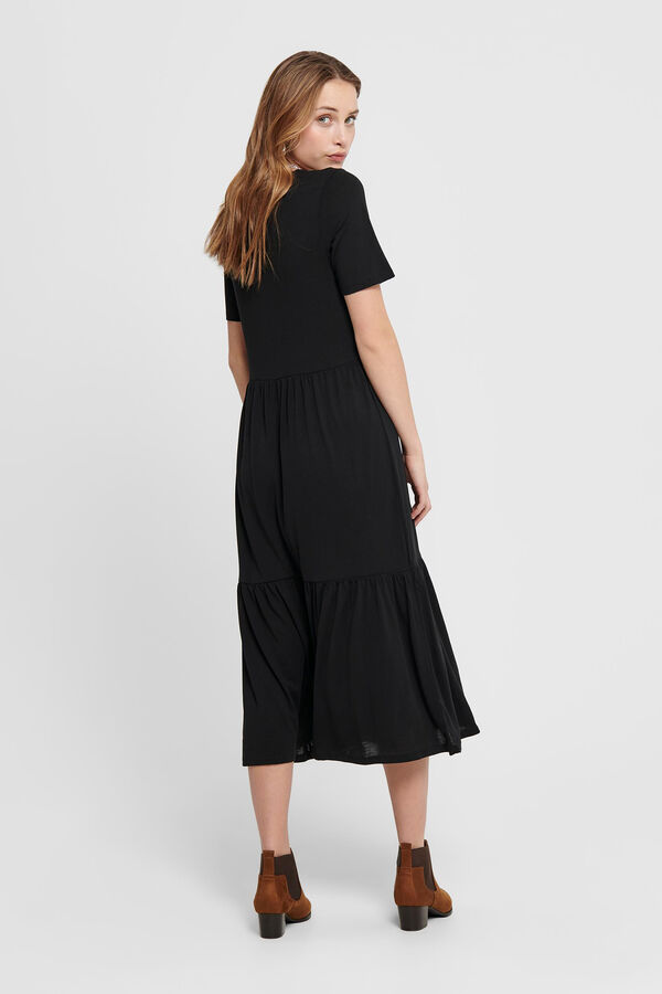 JDY Vestido midi manga corta negro