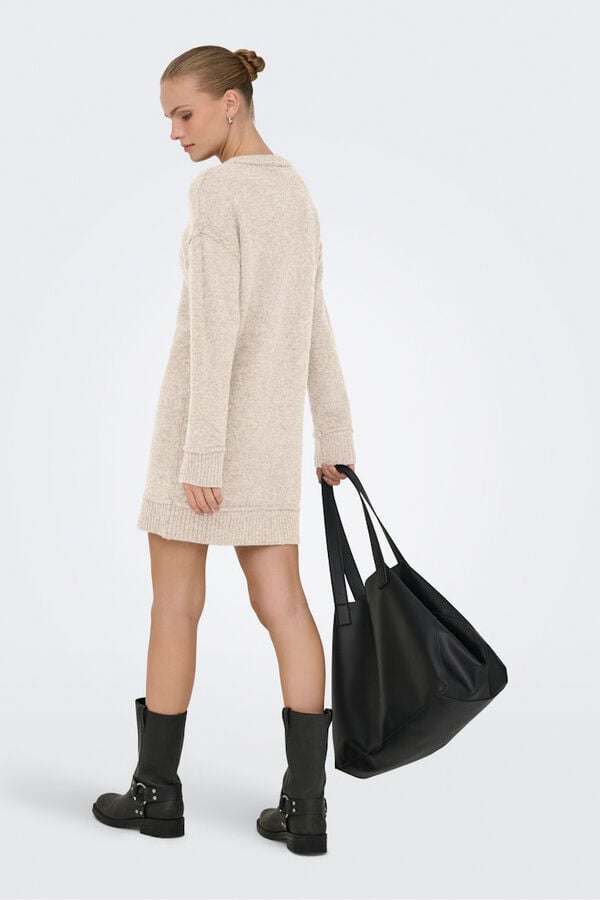 Only Vestido curto de malha  bege