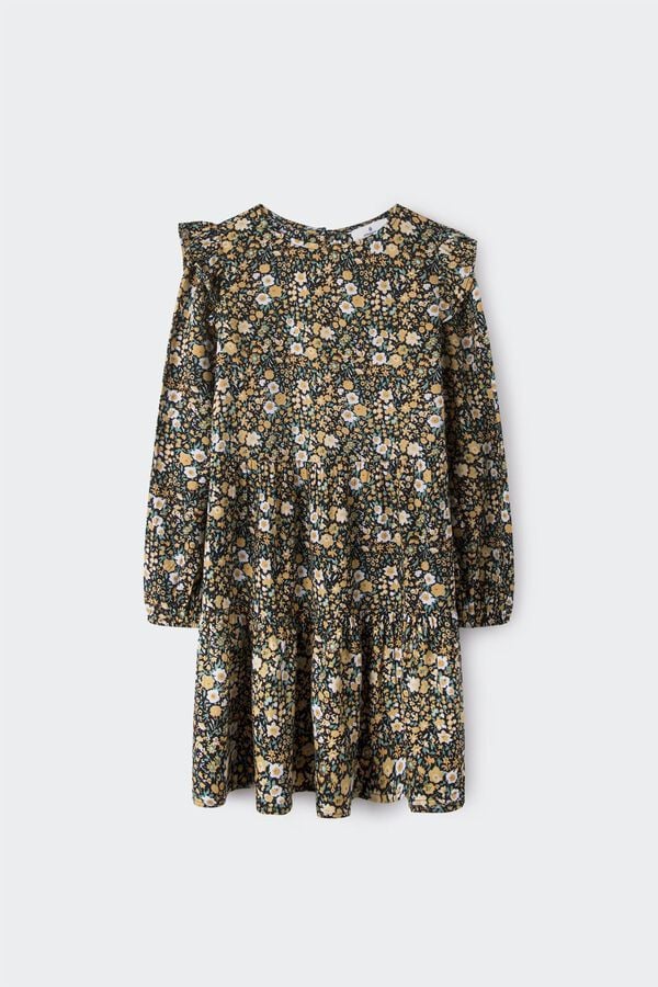 Springfield Kids Vestido floral verde ni&ntilde;a marr&oacute;n