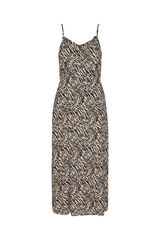 Pieces Vestido midi de tirantes estampado animal print beige