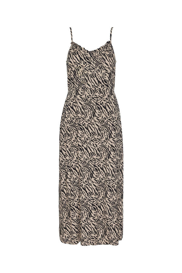 Pieces Vestido midi de tirantes estampado animal print beige