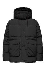 Only Casaco acolchoado com capuz preto