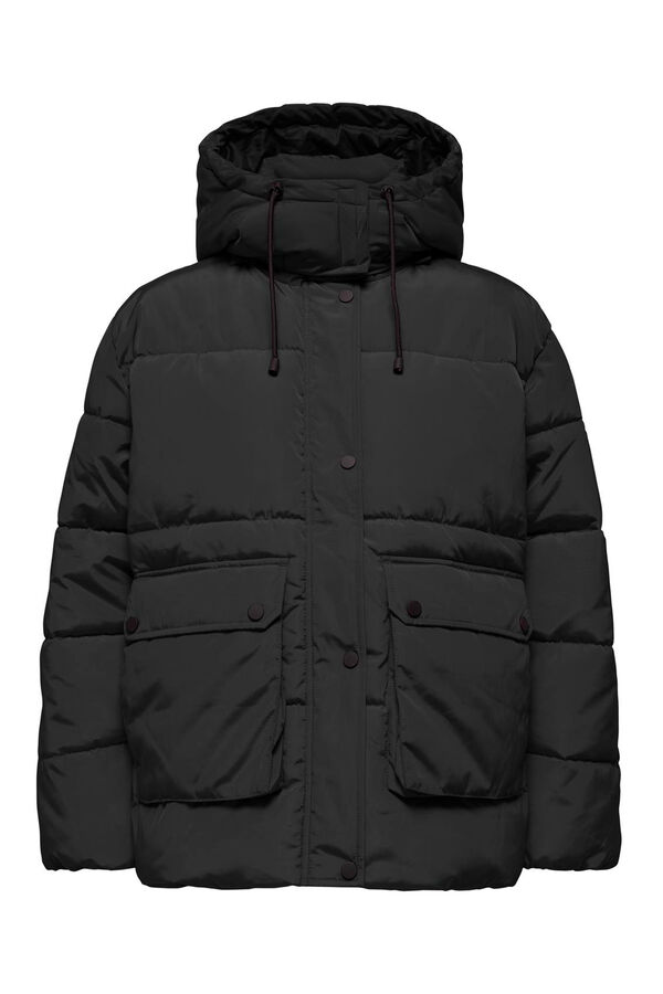 Only Casaco acolchoado com capuz preto