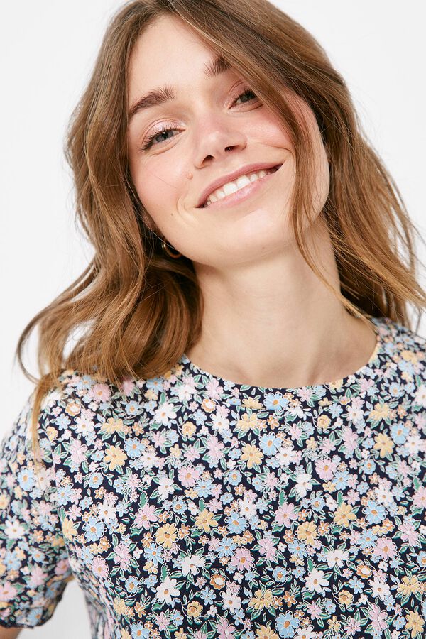 Springfield Camiseta Estampada Manga Fantas&iacute;a azul