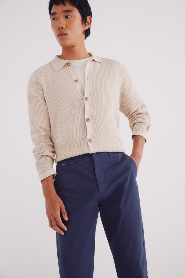 Springfield Cal&ccedil;a cal&ccedil;as chino slim fit com micro estampa azul