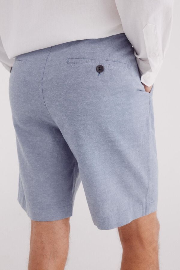 Springfield Bermudas de linho slim fit azul