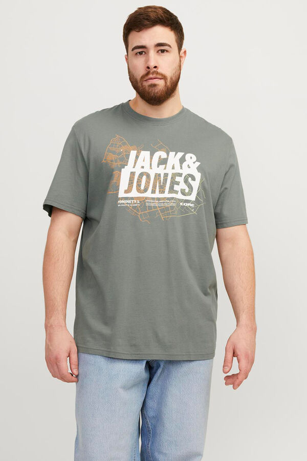 Jack & Jones PLUS T-shirt de algod&atilde;o manga curta com logo frontal PLUS verde
