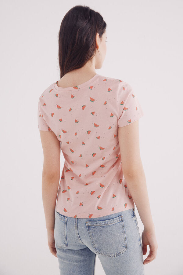 Springfield Camiseta estampado de frutas rosa