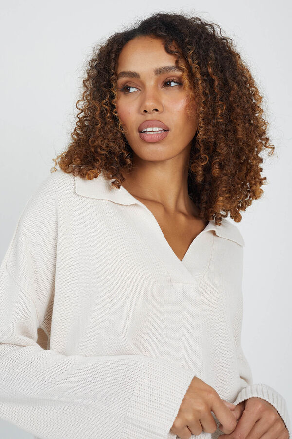 Brave Soul polo - su&eacute;ter com gola bege