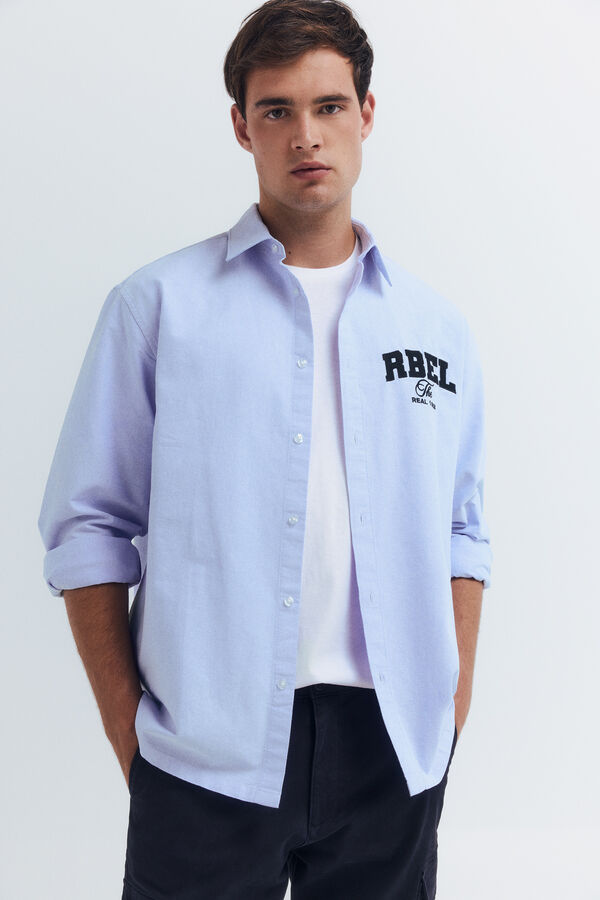 Springfield Camisa oxford bordado azul