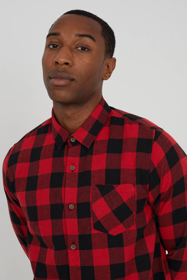 Brave Soul Camisa manga larga con bolsillos rojo