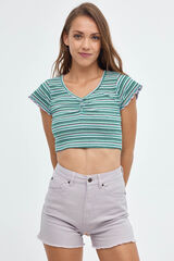 Inside Bermudas Sarja Bainha Desfiada rosa