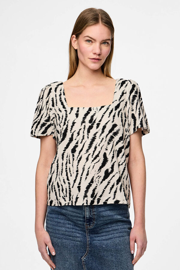 Pieces Blusa estampagem animal bege