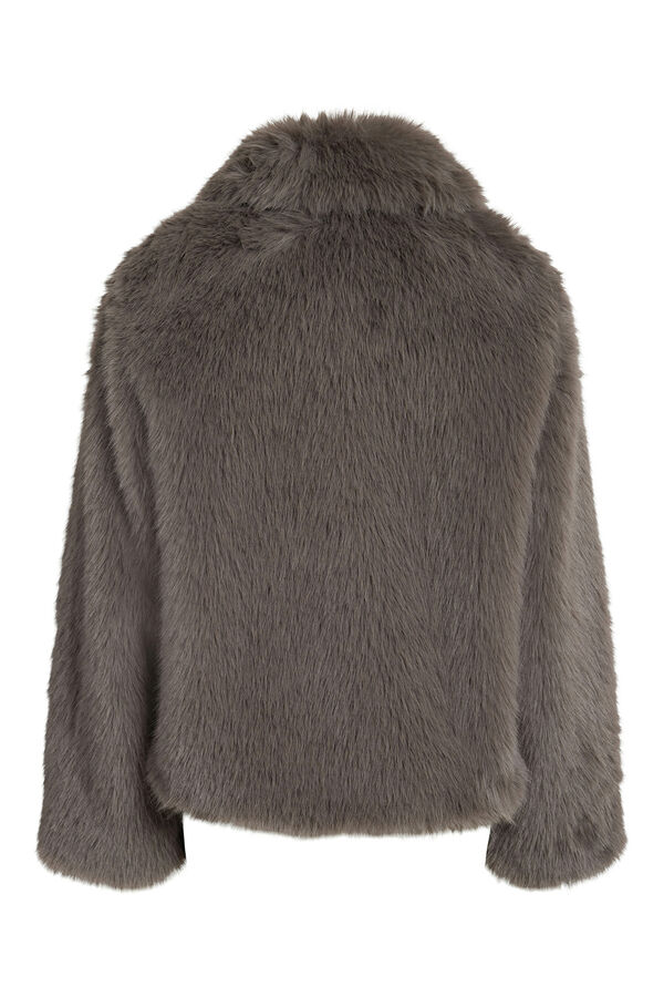 Noisy May Abrigo corto de pelo largo gris