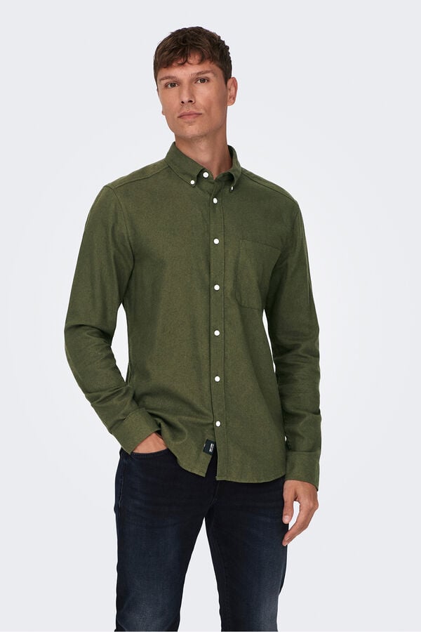 Only & Sons Camisa manga larga verde