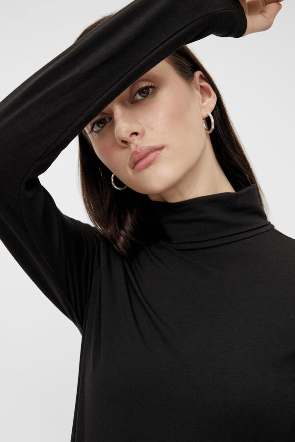 Pieces Top de cuello alto negro