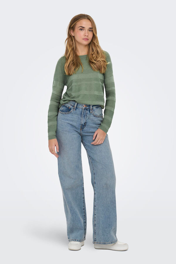 Only Camisola de manga comprida e gola redonda verde