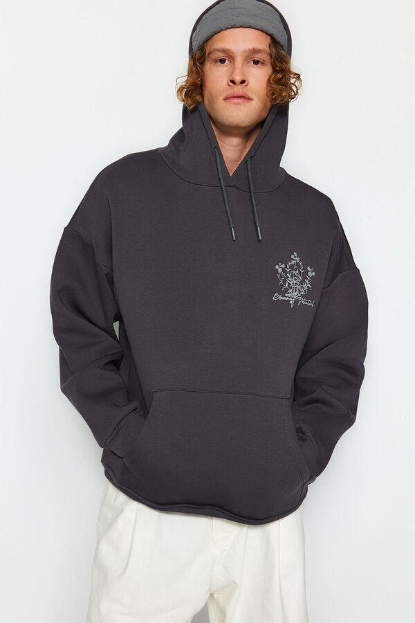 Trendyol Sweatshirt b&aacute;sica sem capuz cinzento