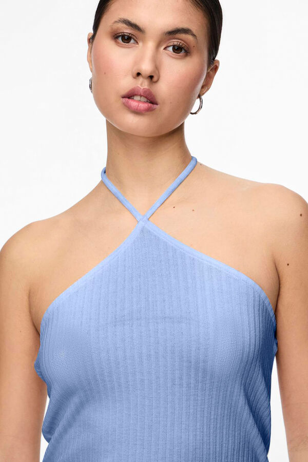 Pieces Top de decote Halter  azul