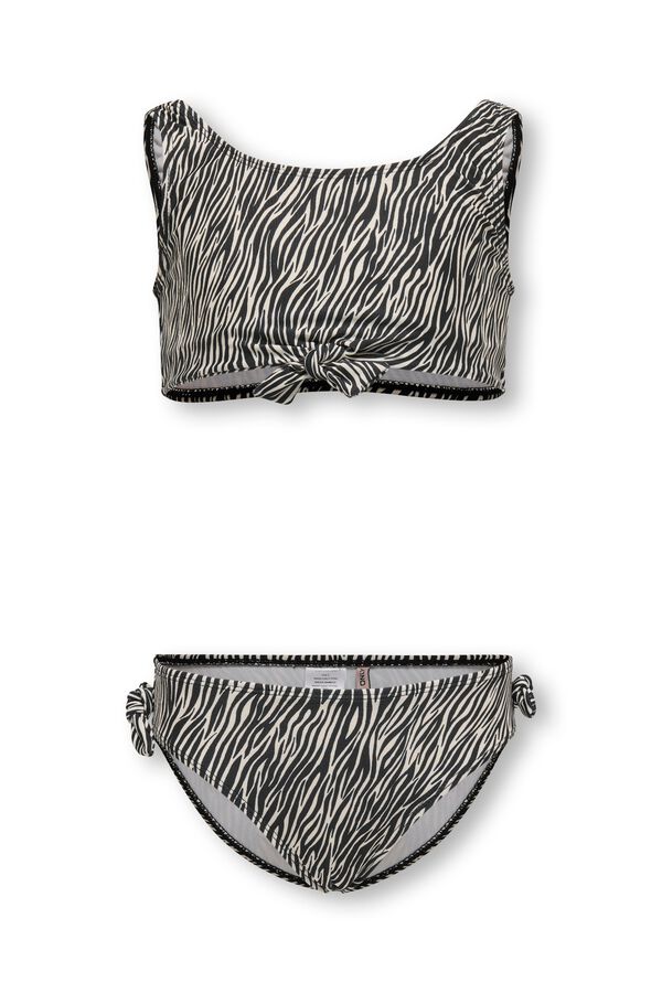 Only Girls Biqu&iacute;ni estampado zebra com n&oacute; e la&ccedil;os laterais branco