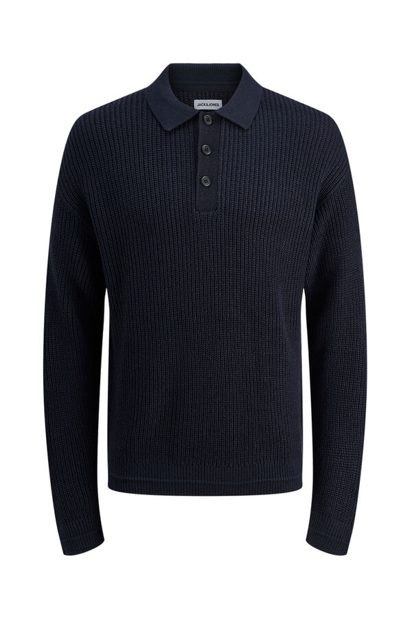 Jack & Jones Polo de malha com gola abotoada azul
