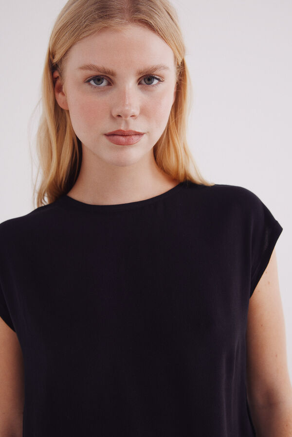 Springfield Camiseta lisa de viscose preto