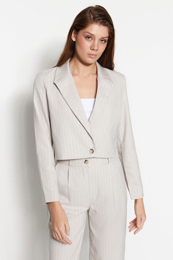 Trendyol Blazer curto cinzento