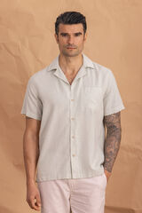 Celopman Camisa manga curta com linho verde