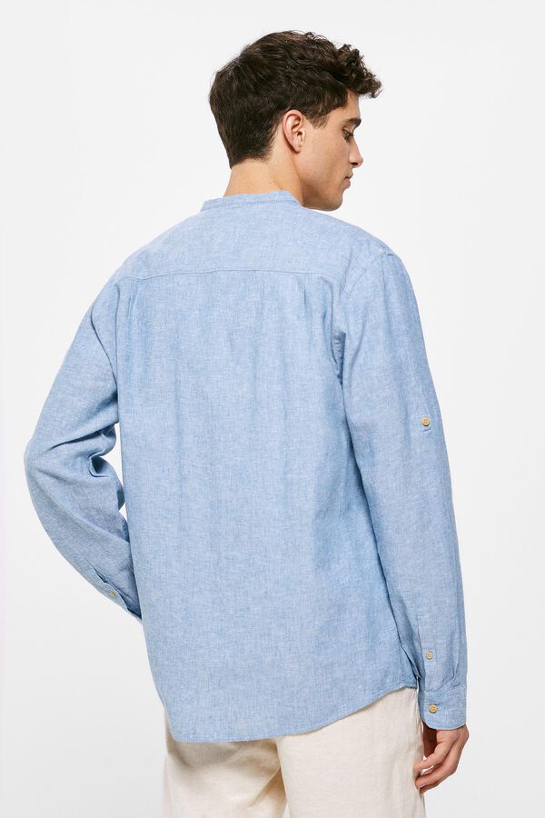 Springfield Camisa lino mao azul