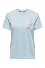 Only T-shirt de manga curta com desenho frontal azul