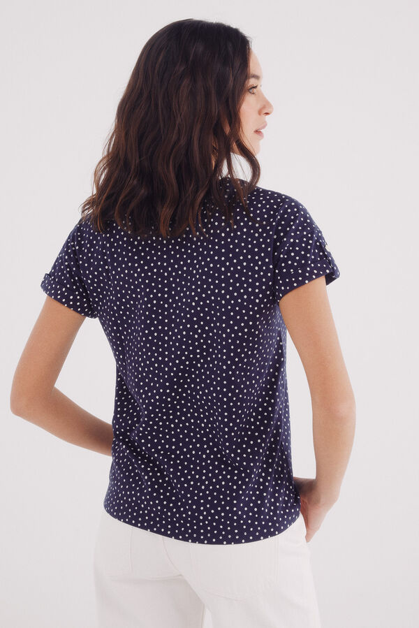 Springfield Camiseta manga vuelta trabilla estampada azul