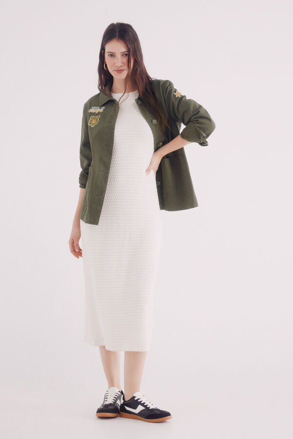 Springfield Overshirt militar com remendos Caqui escuro